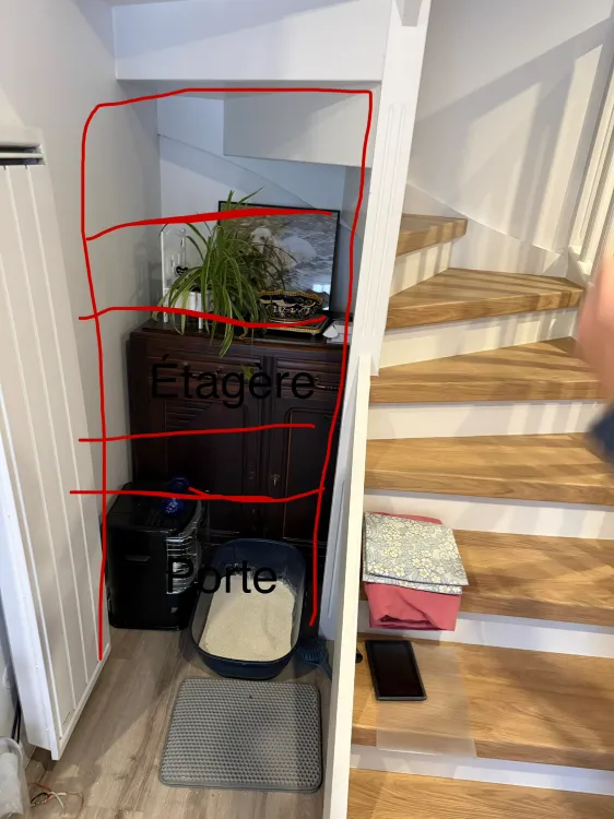 Escalier et cloison avant le début des travaux de démolition