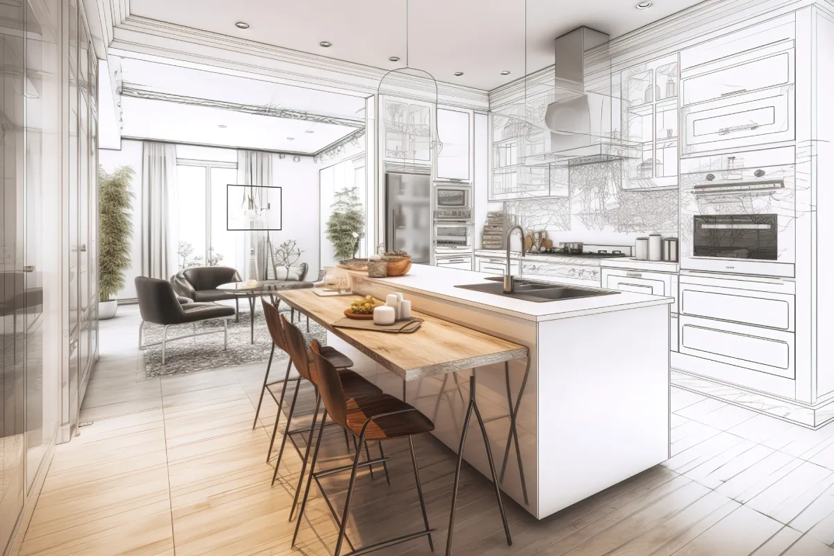 Préparation et plan architectural pour la rénovation d'une maison à Versailles